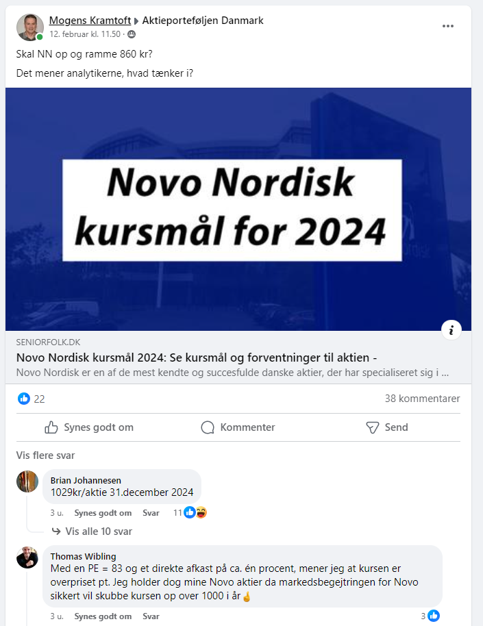 facebook novo nordisk aktie